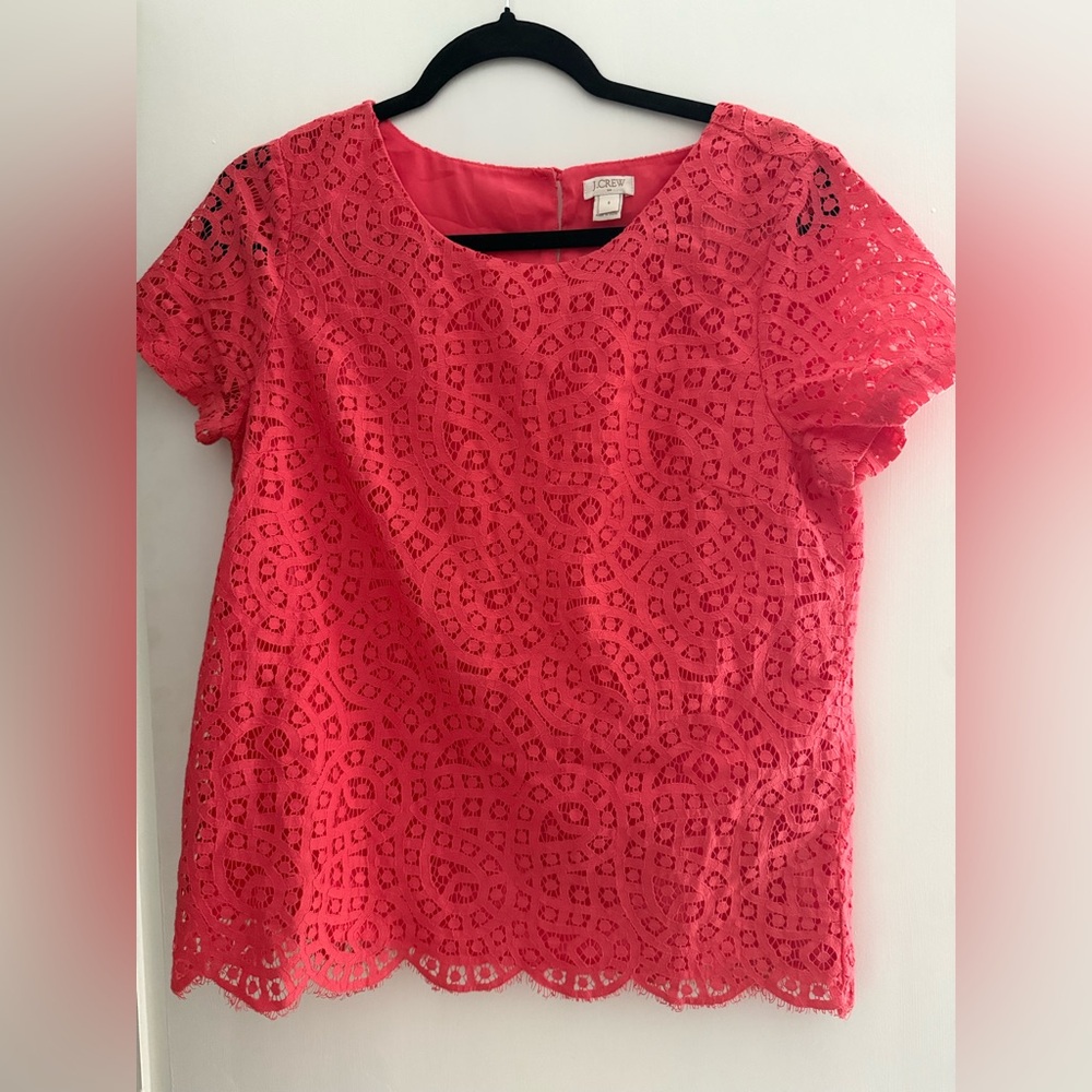 J. Crew Coral Lace Blouse